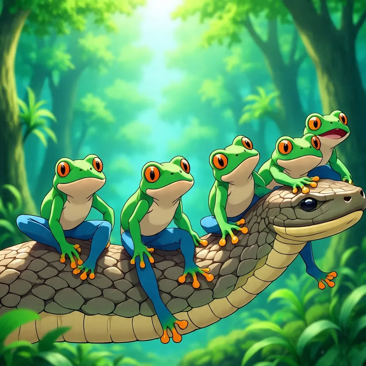 Frogs That Rode A Snake